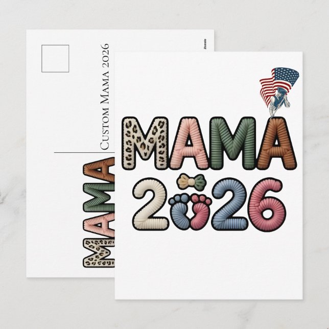 Anpassad Mamma 2026 Falska bebisfötter Minne Helg Vykort (Fram/baksida)