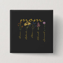 Anpassad mamma barn namn blomma knapp