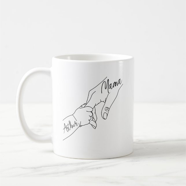 Anpassad Mamma Och Barn Håller Händer Personlig Kaffemugg (Vänster)