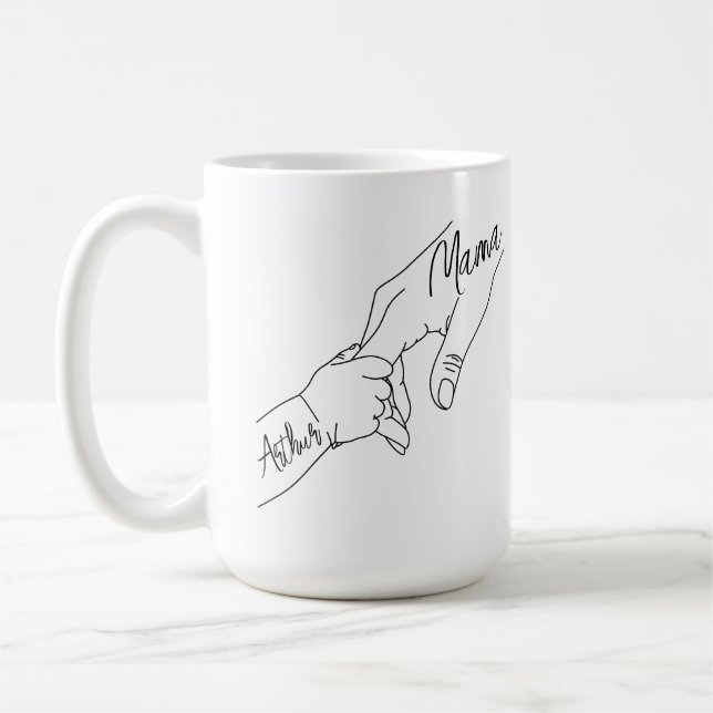 Anpassad Mamma Och Barn Håller Händer Personlig Kaffemugg (Vänster)