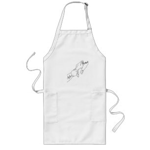Anpassad mamma och barn som håller hand personlig långt förkläde