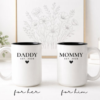 Anpassad Mamma & Pappa Mugg Set Present för Baby S