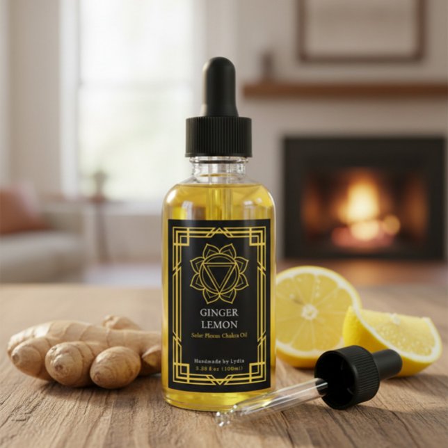 Anpassad Manipura Solar Plexus Chakra eterisk olja Vinetikett (Skapare uppladdad)