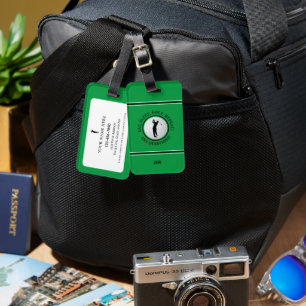 Anpassad manlig golfare Grön golfboll Kontakt-ID Bagagebricka
