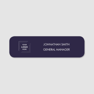Anpassad marin personalmärke med blå logotypdesign namnbricka