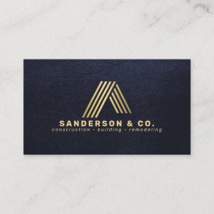 Anpassad marinblå gul logotyp byggnadskonstruktion visitkort