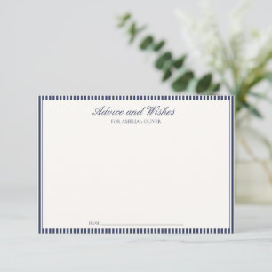 Anpassad marinblå randig snygg baby shower rådkort