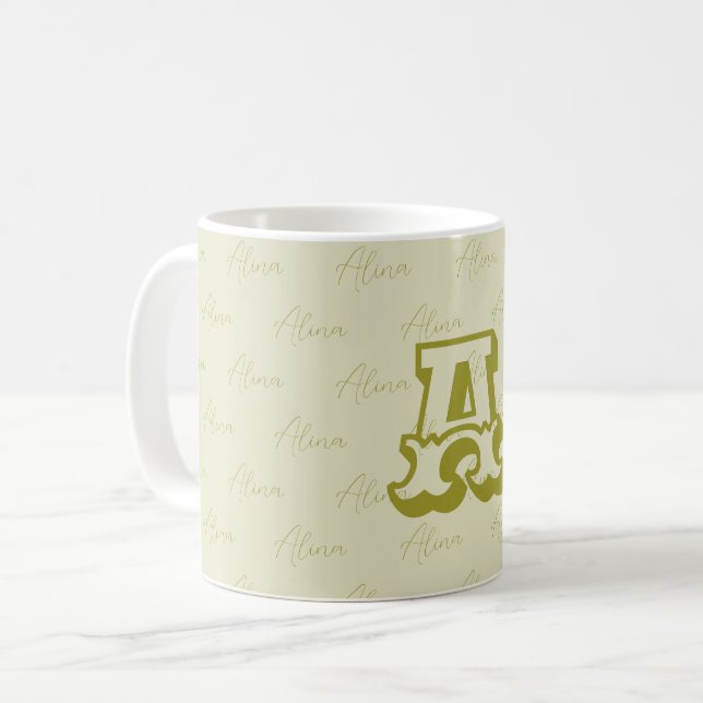 Anpassad märkt mugg med ditt namn och initial (Framsida vänster)