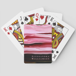 Anpassad marmorstrimmig rosa burgunder ombré abstr casinokort