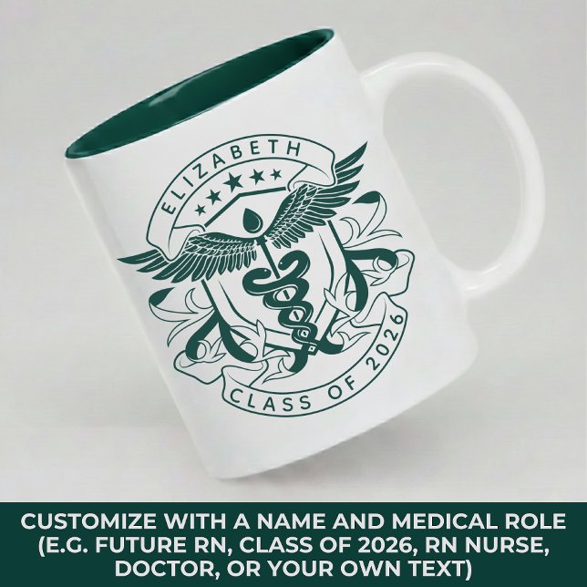 Anpassad MD-utexamineringsklass 2026 Muggpresent t Två-Tonad Mugg (Personalized Medical Mug Gift for Future RN, ICU Nurse, ER Nurse, Doctor, Class of 2026)
