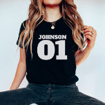 Anpassad med Anpassningsbar nummer för Namn-familj T Shirt<br><div class="desc">Öka din familjerester stil med "Anpassad med Namn-Anpassningsbarnas nummer Familjebyte T-Shirt". Den här personligen har en enhetlig utformning med familjen namn, som är ett etablerat år, och enskilda namn och nummer, vilket garanterar att varje familjemedlem står ut i stil. Oavsett om du utforskar nya destinationer eller bedrar ett idrottslag erbjuder...</div>