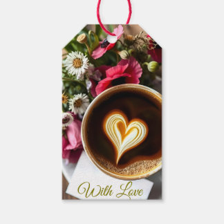 Anpassad "Med kärlek" kopp kaffe & röda vallmor Presentetikett