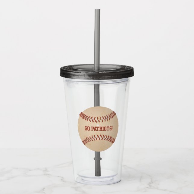 Anpassad meddelande Distressed Baseboll Take Away Mugg (Framsida)