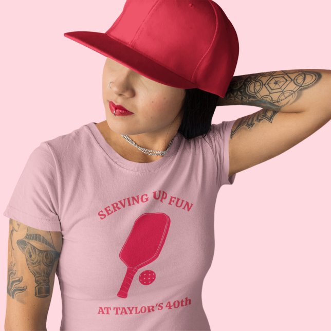 Anpassad meddelande Vit Pickleball-paddle-grafik T Shirt (Skapare uppladdad)