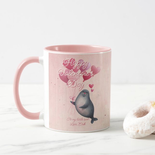 Anpassad meddelandesäl Djur Alla hjärtans dag Mugg (Med munk)
