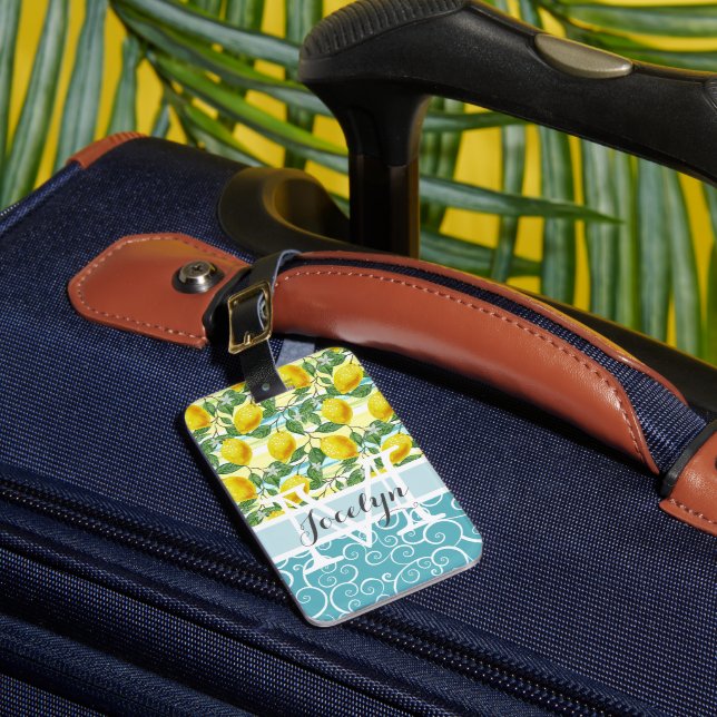 Anpassad Medelhavsinspirerad sommar Lemon Fruit Mö Bagagebricka (Framsida Insitu 1)