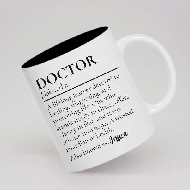 Anpassad medicinsk professionell gåva läkardefinit Två-Tonad mugg (Doctor Definition Mug Personalized Graduation Gift for Doctors, Custom Mug Gift Doctor Thank You)