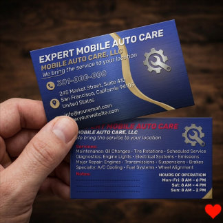 Anpassad mekanisk service | Reparation av fordonsb Visitkort
