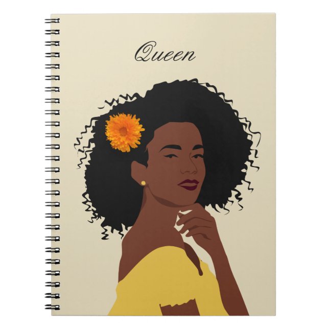 Anpassad Melanin African American Queen-dator Anteckningsbok (Framsidan)