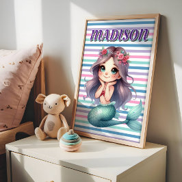 Anpassad Mermaid randigt mönster  Poster