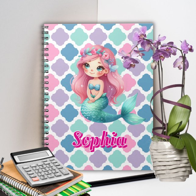 Anpassad Mermaid rosa mönster  Anteckningsbok (Skapare uppladdad)