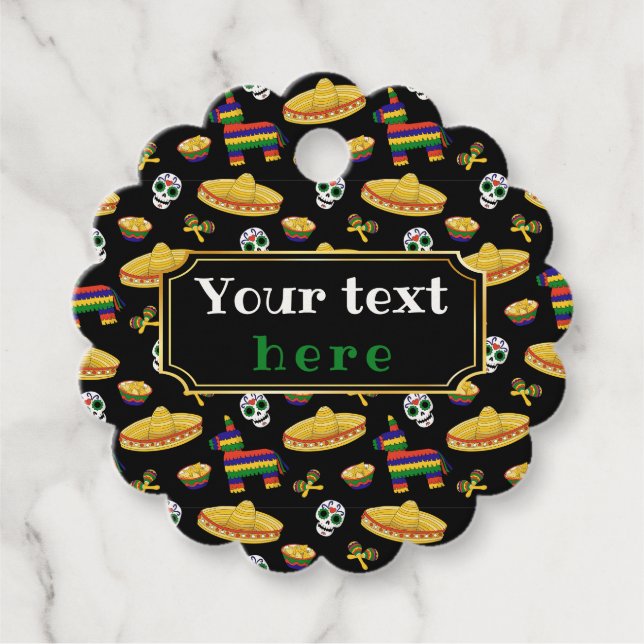 Anpassad mexikansk fiesta & Día de Muertos Gåvor Etiketter (Framsida)