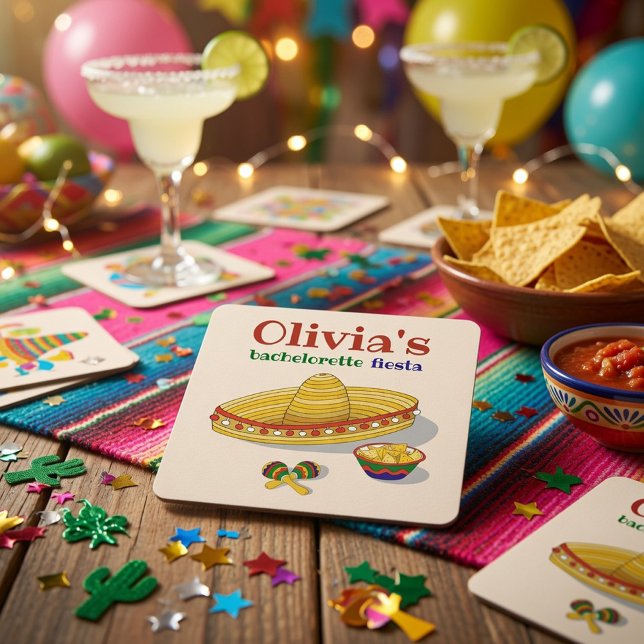 Anpassad mexikansk fiesta möhippa  underlägg papper kvadrat (Skapare uppladdad)
