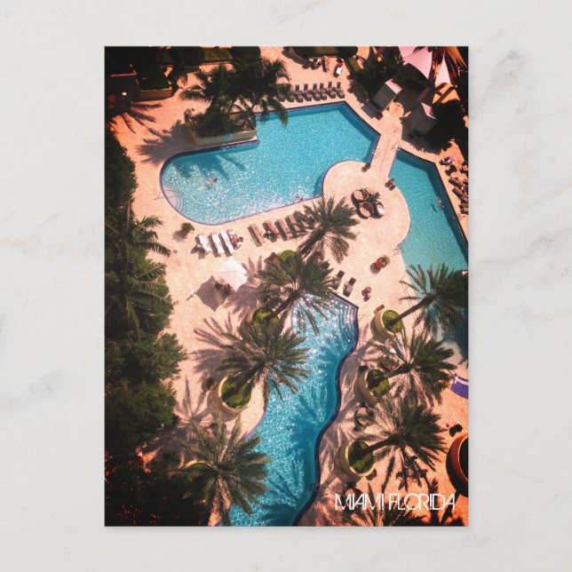 Anpassad Miami Beach Florida - Pool Avslappning GO Vykort (Framsida)