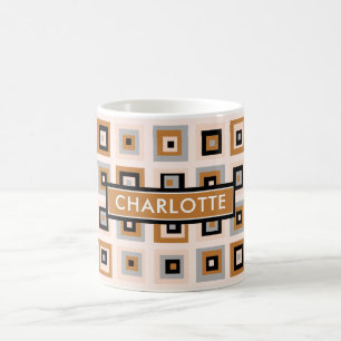 Anpassad Mid Century Svart Terrakotta Fyrkantigt M Kaffemugg