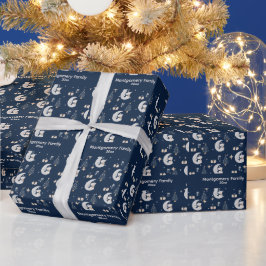 Anpassad Midnattsjul | Marinblå, Silver & Guld Presentpapper