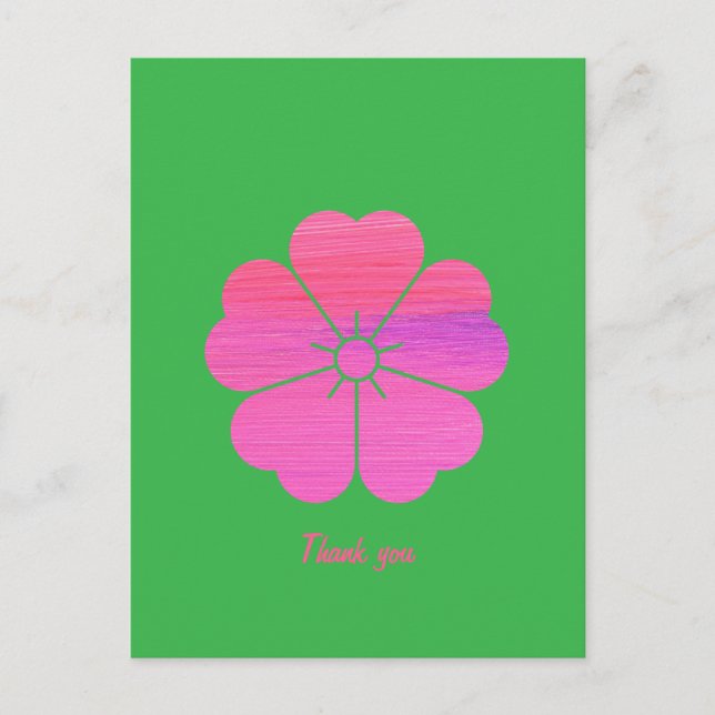 Anpassad Minimal Modern Geometrisk Rosa Blomma Vykort (Framsida)