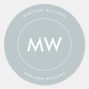 Anpassad Minimal Monogram Klassisk Rund Klistermär Runt Klistermärke