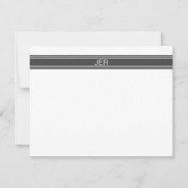 Anpassad Minimal Monogram Mörkgrå Rand Anteckningskort