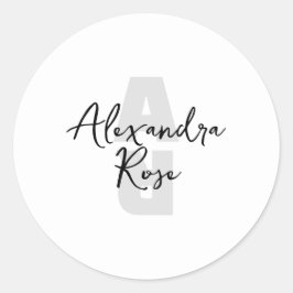 Anpassad Minimal Monogram Namn Runt Klistermärke
