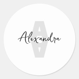 Anpassad Minimal Monogram Namn Runt Klistermärke
