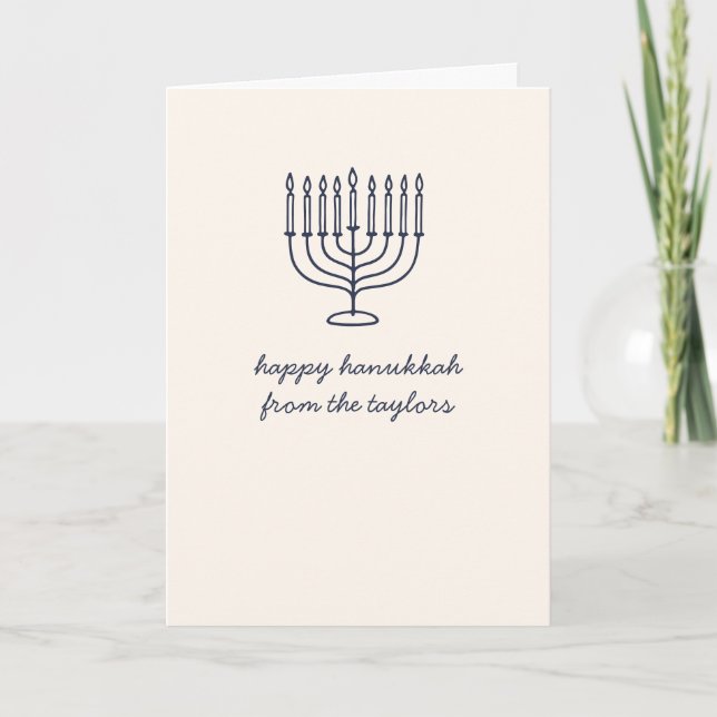 Anpassad minimalist doodle-brev Hanukkah-menorah Helgkort (Framsida)
