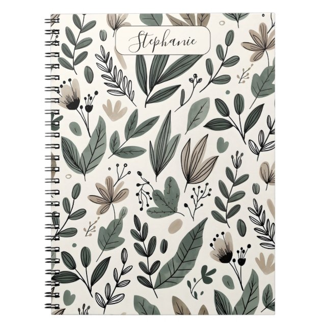 Anpassad minimalistisk botanisk journaldesign anteckningsbok (Framsidan)