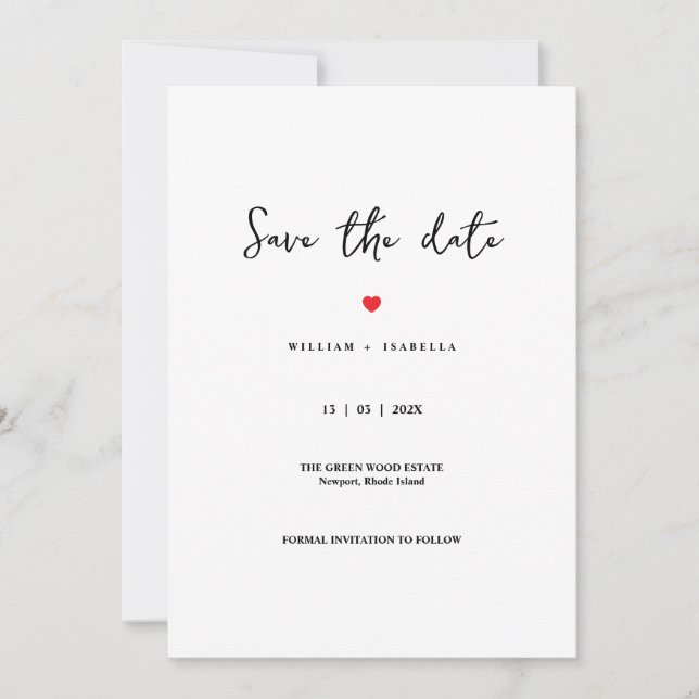 Anpassad Minimalistisk Bröllop Save the Date  Spara Datumet (Framsida)