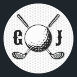 Anpassad minimalistisk golfmonogramdesign runt klistermärke<br><div class="desc">Minimalistisk anpassad elegant golfmonogramdesign av Edward Eksi. Enkel modifiering av INITIALER och TEXTER för dina behov.</div>