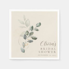 Anpassad minimalistisk guldgrönska bröllosdusch pappersservett