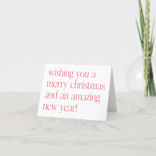 Anpassad minimalistisk röd vit jul nyår helgkort