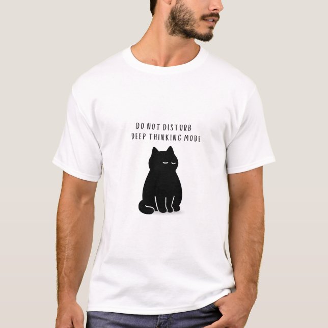 Anpassad minimalistisk svart katt T-shirt för män (Framsida)