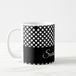 Anpassad minimalistisk svart & vit prickig namn kaffemugg