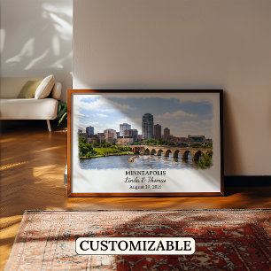 Anpassad Minneapolis-väggkonst, Minnesota-affisch Poster