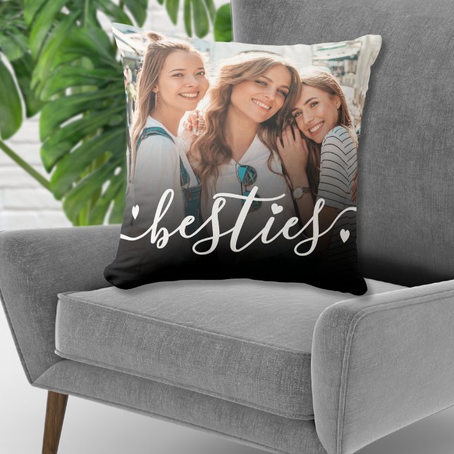 Anpassad minnesgåva med 2 bilder på bästa vänner kudde (Custom Best Friends 2 Photo Keepsake Throw Pillow)