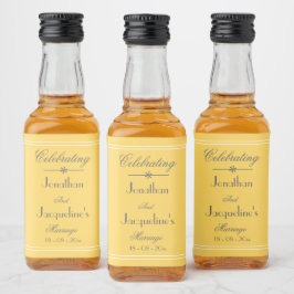Anpassad Mjuk Gul Bröllops Mini Spritflaskor Etikett