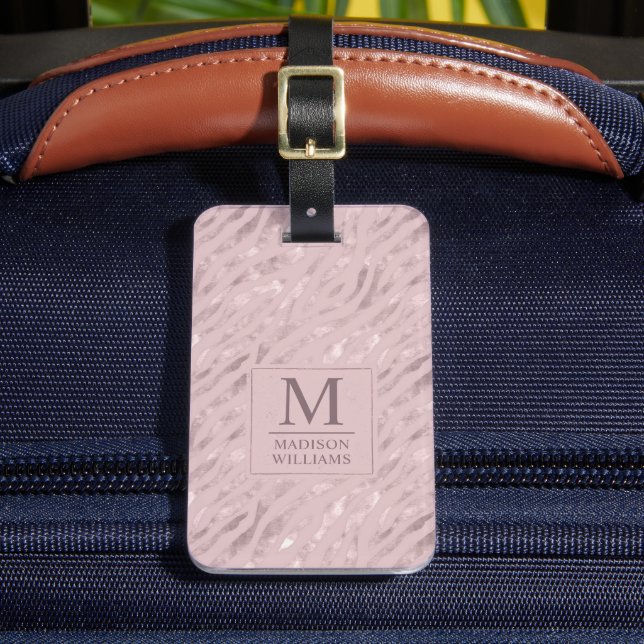 Anpassad Mjuk Rosa Pastell Rosa Guld Glitter Mönst Bagagebricka (Framsida Insitu 2)