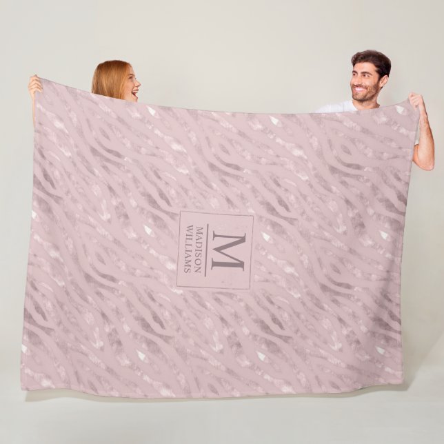 Anpassad Mjuk Rosa Pastell Rosa Guld Glitter Mönst Fleecefilt (På plats)