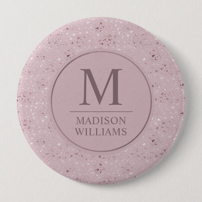 Anpassad Mjuk Rosa Pastell Rosa Guld Glitter Mönst Knapp (Framsida)