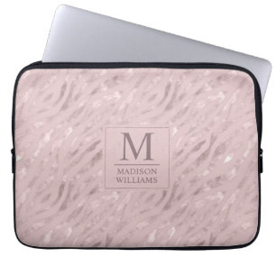Anpassad Mjuk Rosa Pastell Rosa Guld Glitter Mönst Laptop Fodral